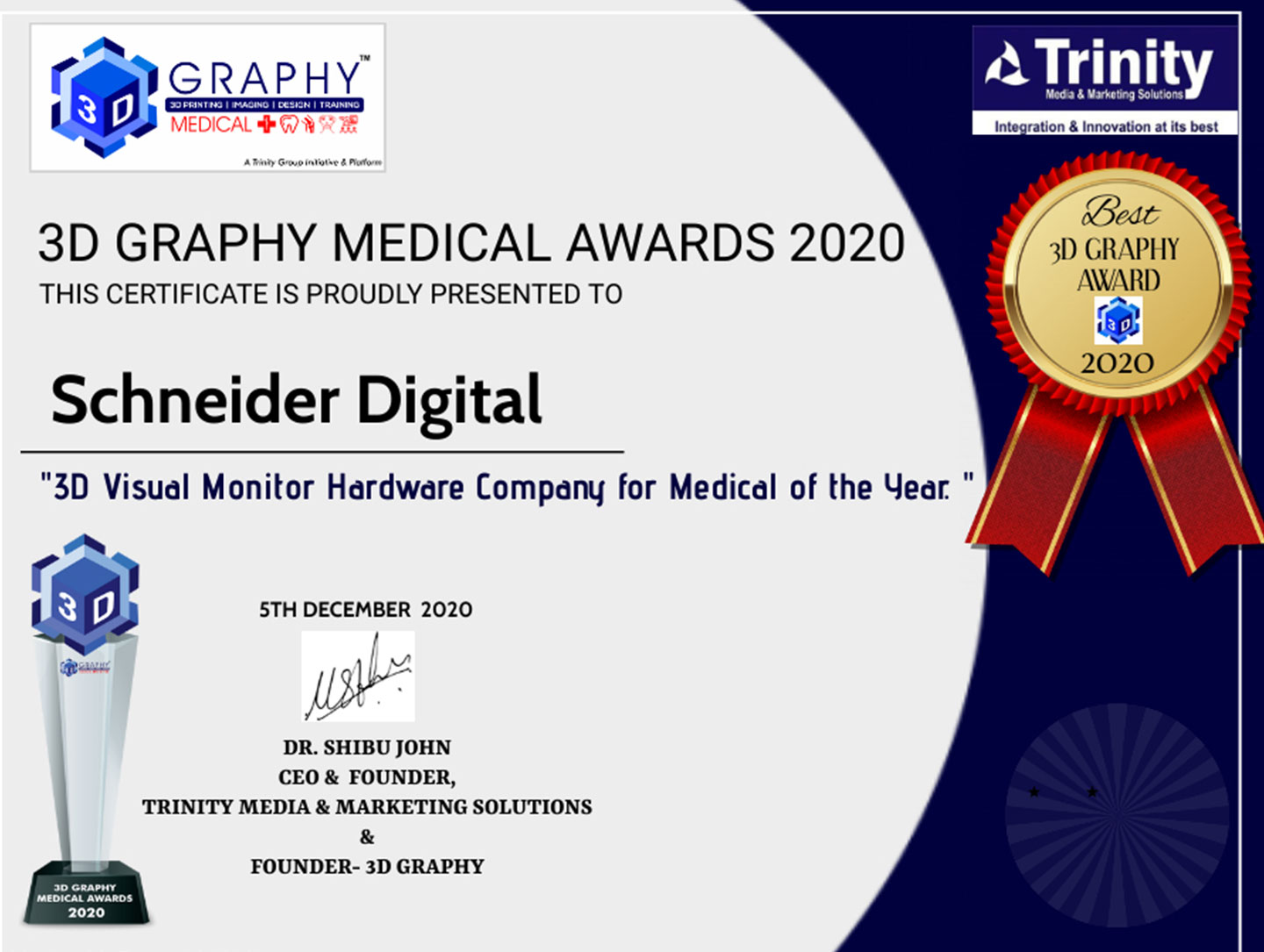 Auszeichnung: 3D Visual Monitor for Medical Awards!